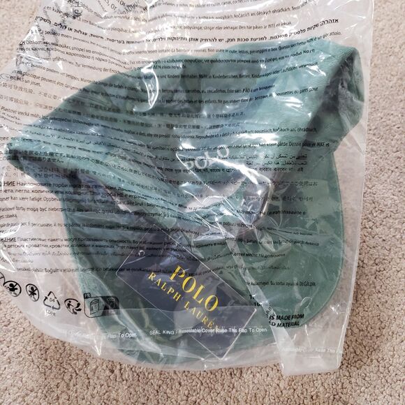 252213M139013_1.jpg NWT Polo Ralph Lauren Big Pony 3 Forrest Green Leather Strapback Hat Cap Classic